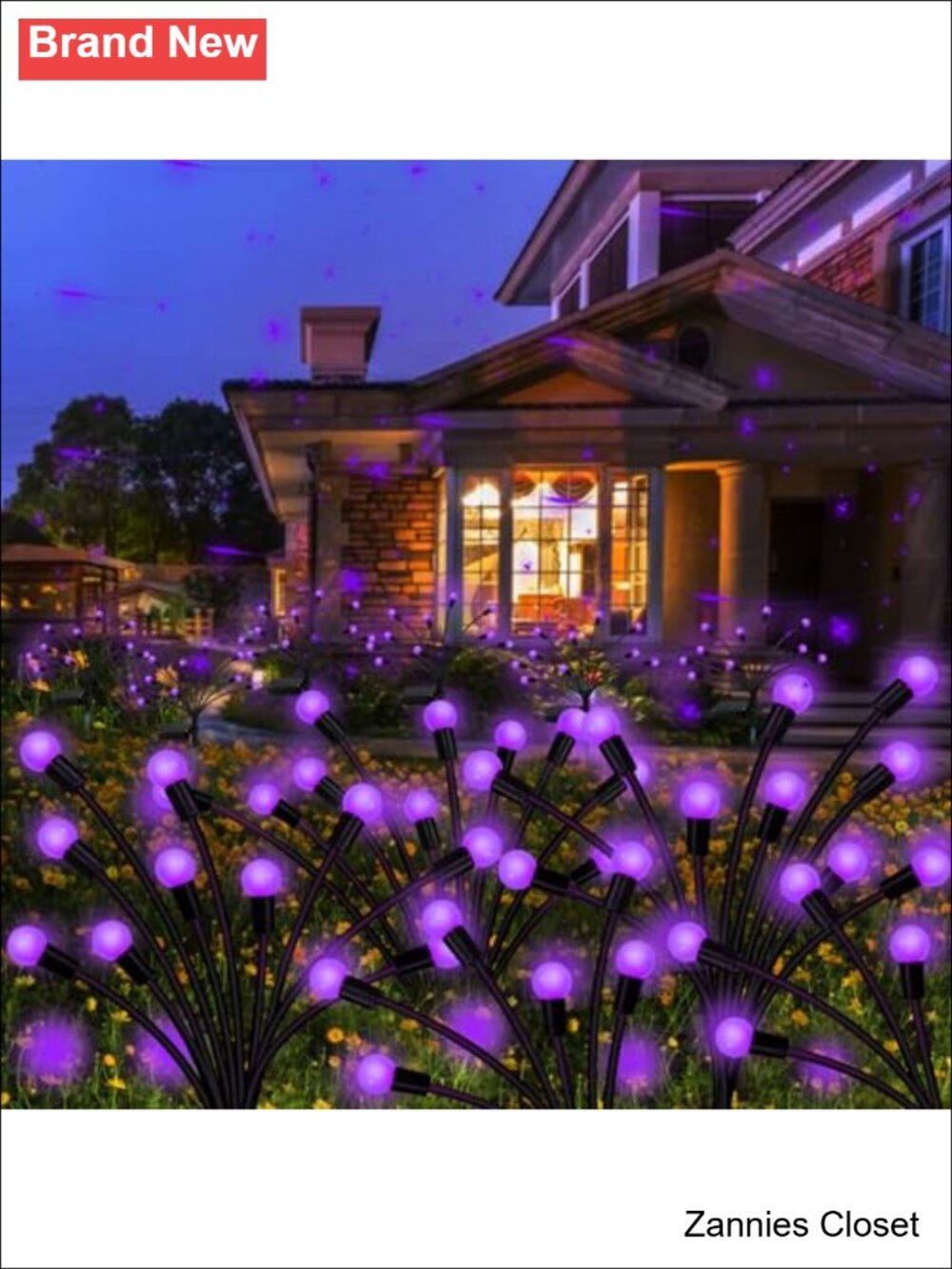 👻 2 Pack 16 LED Solar Firefly Lights Waterproof Wind Swaying Starburst Outdoor